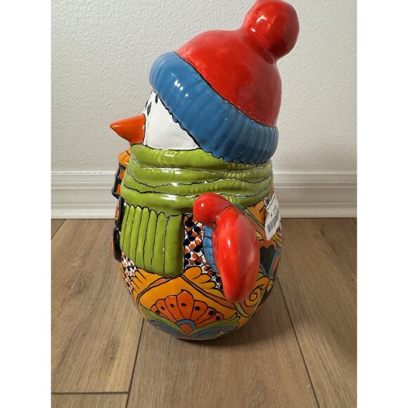 Mexican Talavera Pottery Snowman With Light 13” Holiday Christmas Decor Handmade - Picture 9 of 14